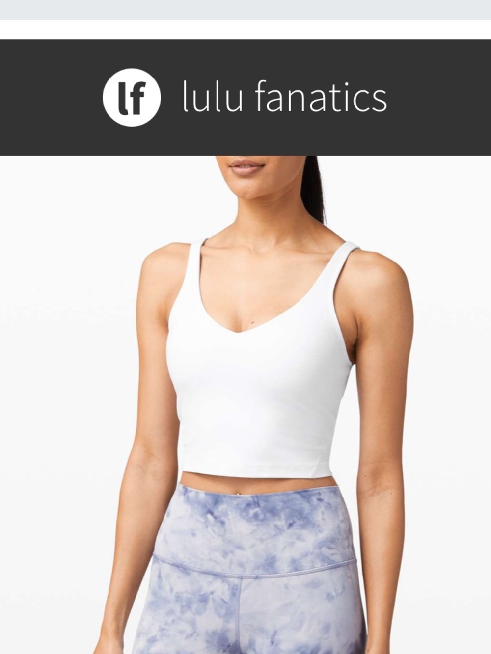 Lululemon Align Cropped Tank Top Sz 6 White Staple Piece Built in Bra Nulu Luxe